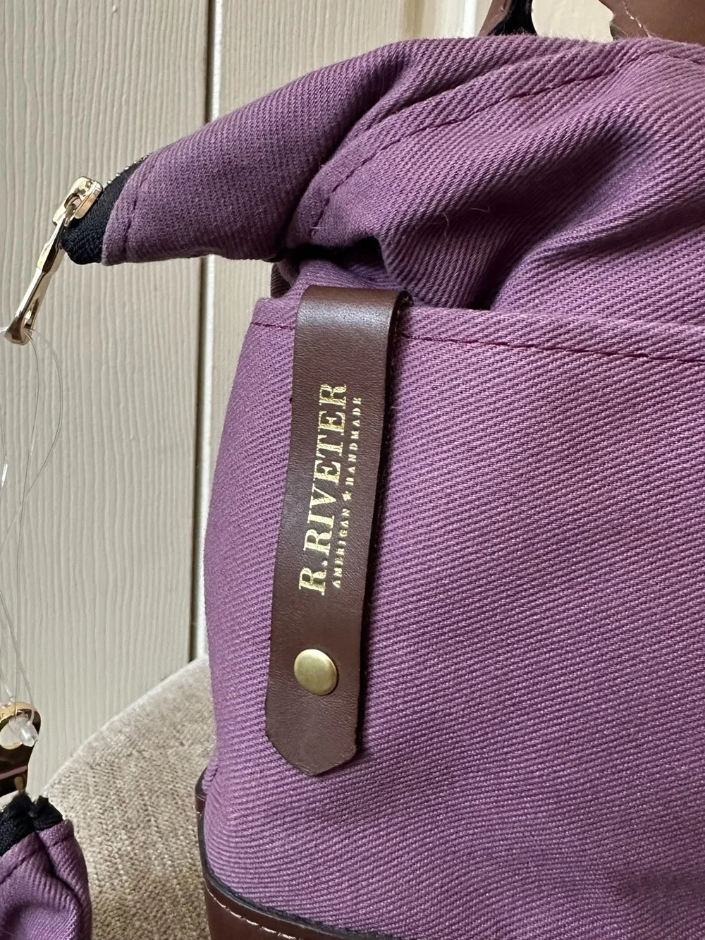 R.Riveter Carry All Canvas Tote w/Leather Trim and Pouch Winterberry